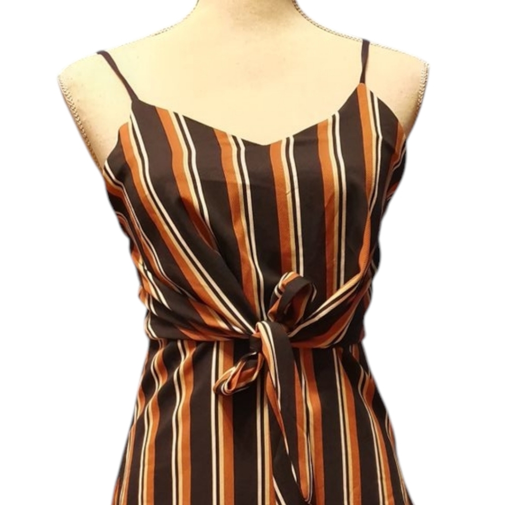 🌟Striped Blue and Rust Colored  Dress | Sz S - Picture 2 of 3